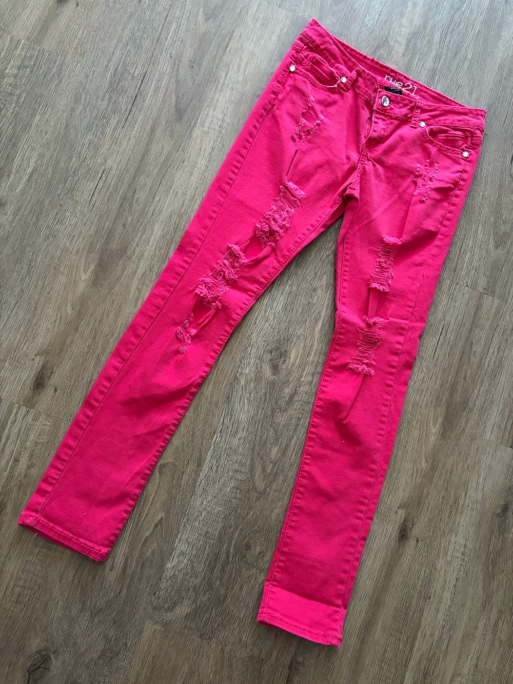 Hot Pink Ripped Skinny Jeans